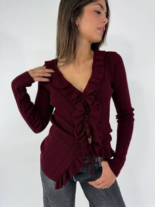 Giacchina con ruche e lacci 100%lana