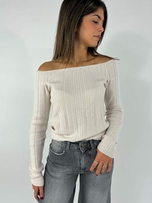 Maglia scollo a barca 100%lana