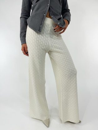 Pant palazzo con trecce 100% lana