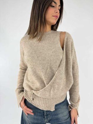 Cardigan incrociato in alpaca