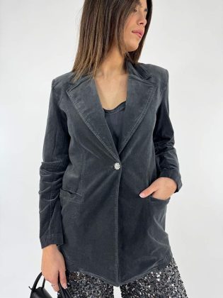 Giacca in velluto bottone gioiello