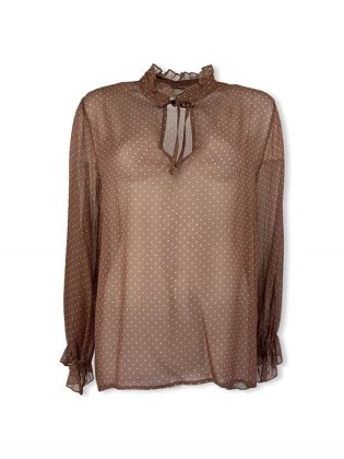 Blusa con ruche collo a pois