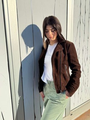 Chiodo scamosciato con zip