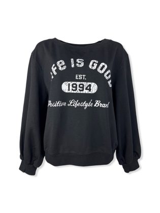 Felpa con scollo a barca stampa