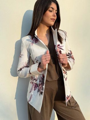 Giacca fantasia fiori in cotone