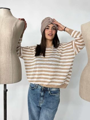 Maglia over misto viscosa a righe