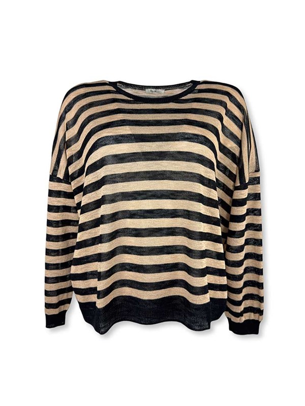 maglia-over-misto-viscosa-a-righe-nera