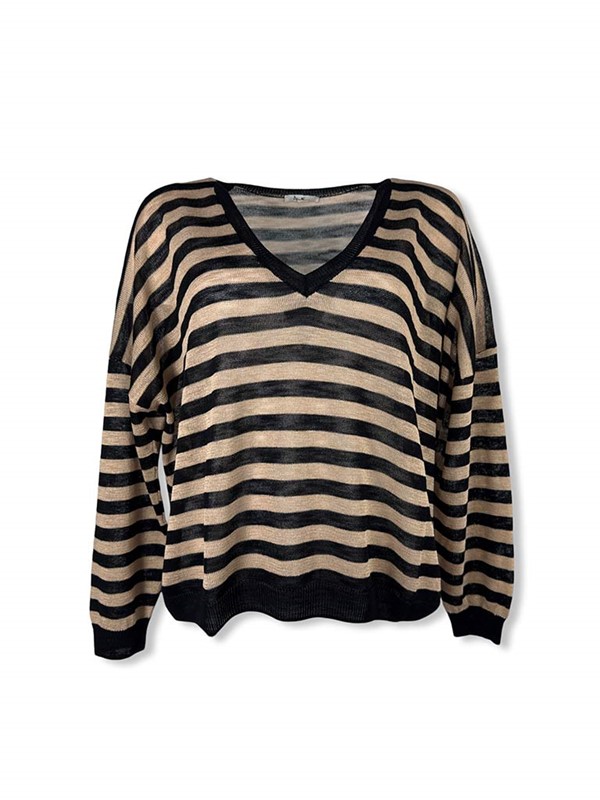 maglia-scollo-v-a-righe-misto-viscosa-nera