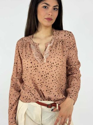 Blusa scollo a v con frappina
