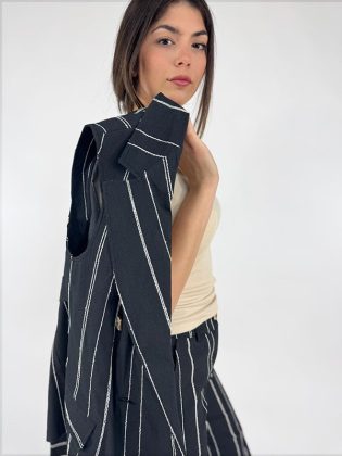 Gilet con cintura gessato