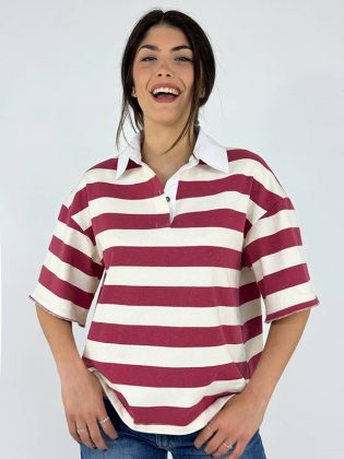 Polo a righe collo camicia
