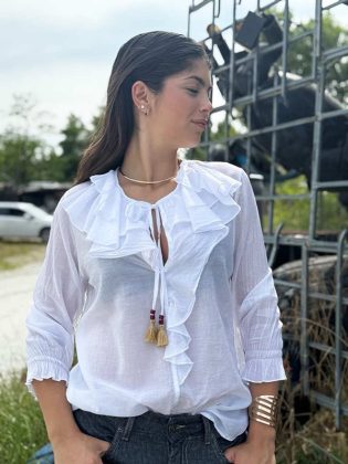 Camicia con frappa e nappine