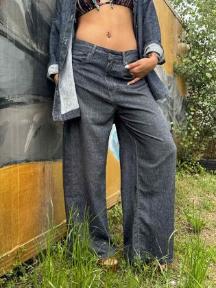 Jeans tasche over lino cotone