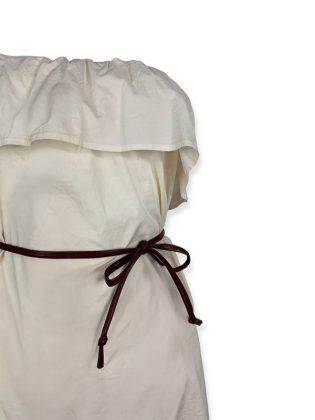 Abito a fascia con volant e cintura - UNICA, GESSO