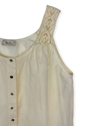 Canotta spalline macrame - UNICA, GESSO