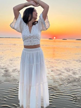 Gonna in mussola a balze