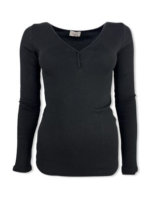 T-shirt a costine scollo a v