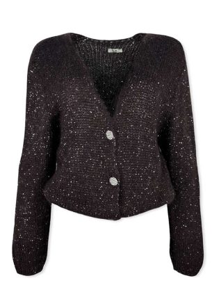 Cardigan paillettes bottoni gioiello