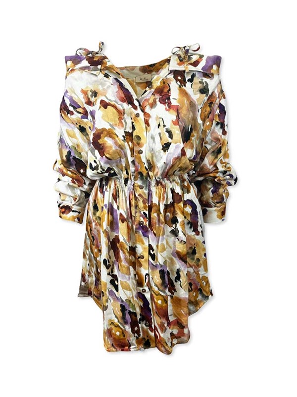 Abito camicia fantasia viscosa lino - immagine 3