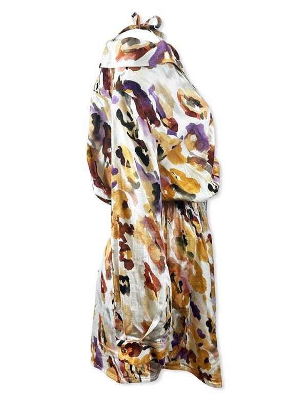Abito camicia fantasia viscosa lino - immagine 4