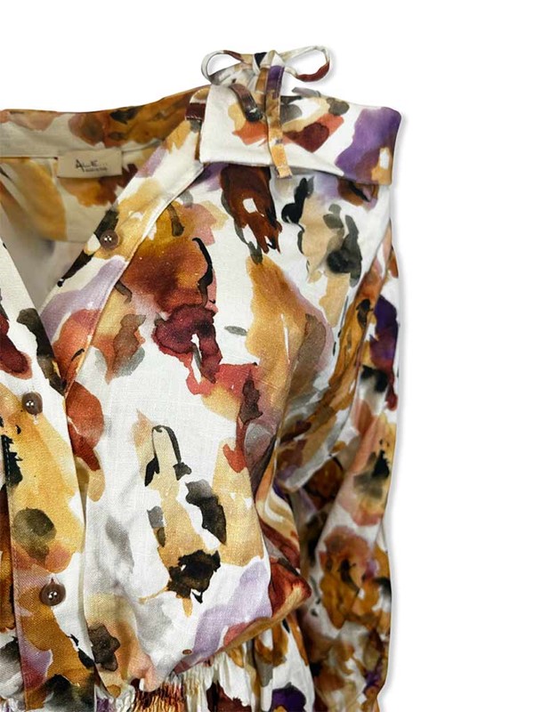 Abito camicia fantasia viscosa lino - immagine 5