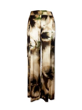Pantalone wide leg fantasia in raso