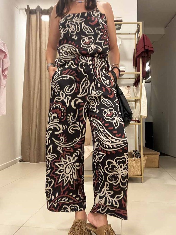 Pantalone gaucho fantasia in raso - immagine 4