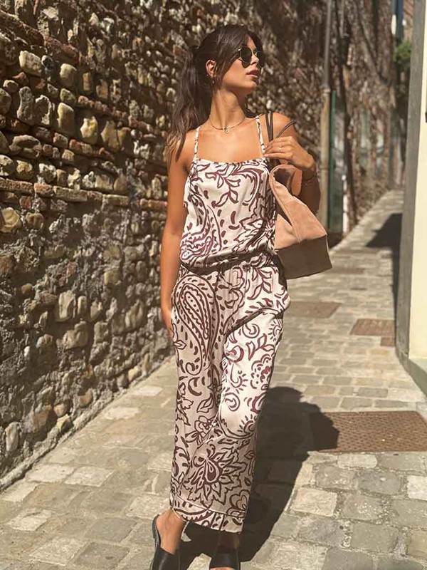 Pantalone gaucho fantasia in raso - immagine 2