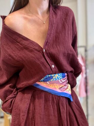 Camicia coreana a v 100% lino