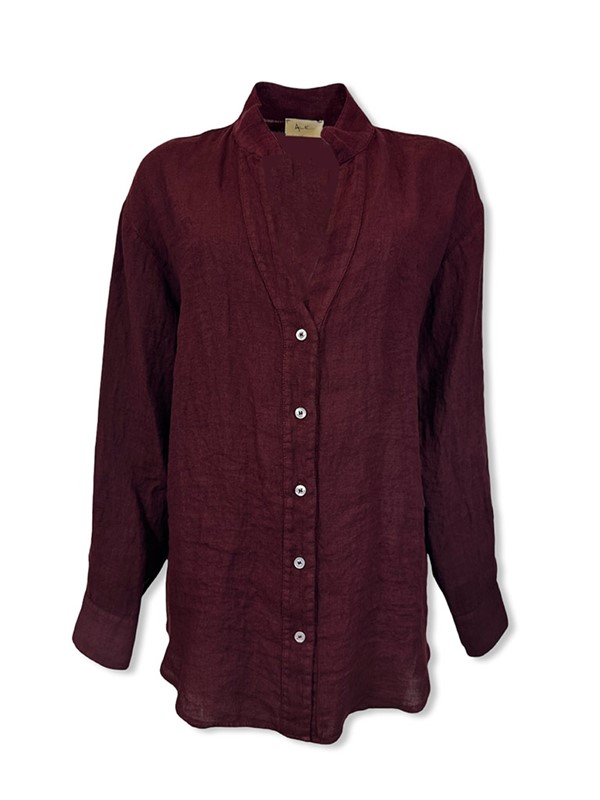 Camicia coreana a v 100% lino - immagine 2