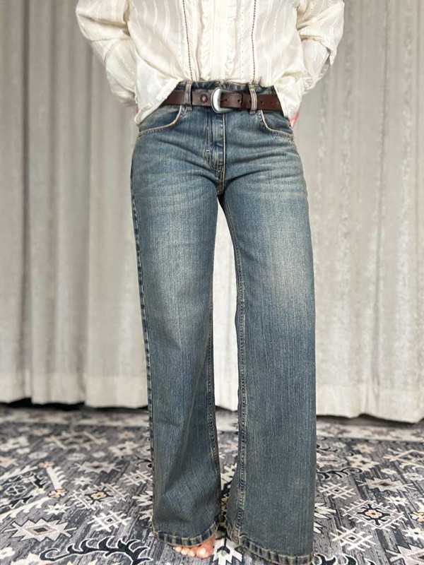 Jeans straight donna sabbiato - immagine 3