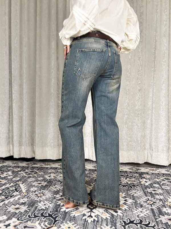 Jeans straight donna sabbiato - immagine 4