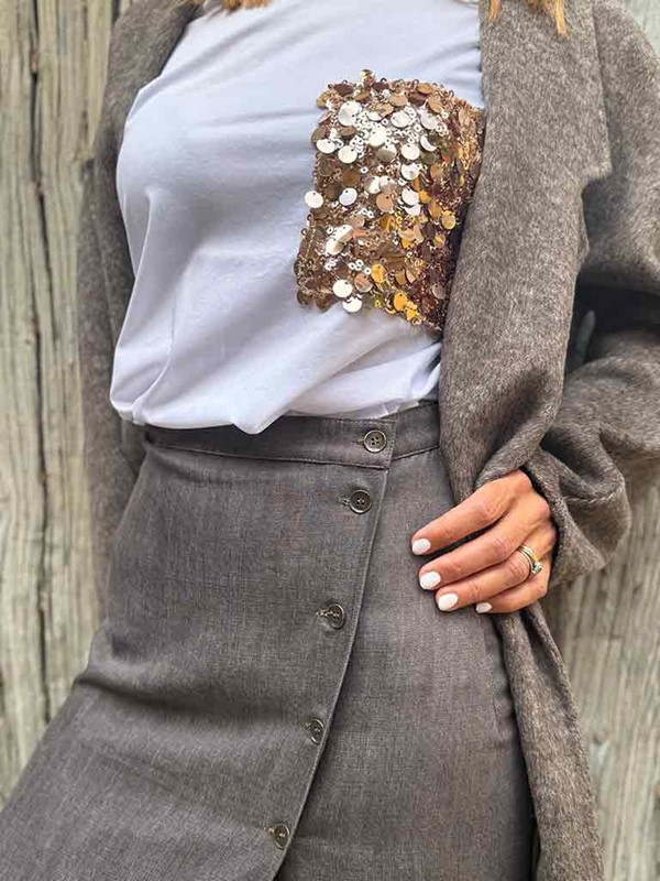 T-shirt taschino paillettes m/corta - immagine 2