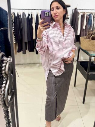Camicia mini taschino a righe