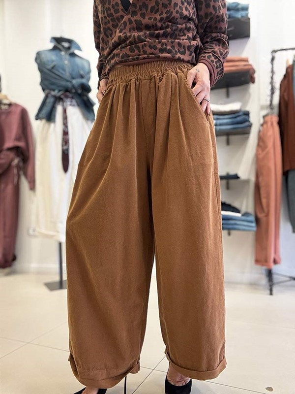 Pantalone ampio velluto a costine - immagine 3